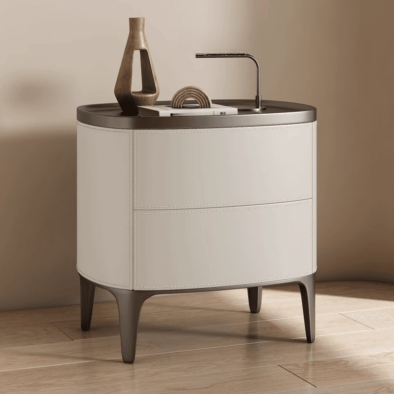 Contemporary 2 Tiers Drawer Storage Bedside Table with Real Wood Countertop thumbnail 8