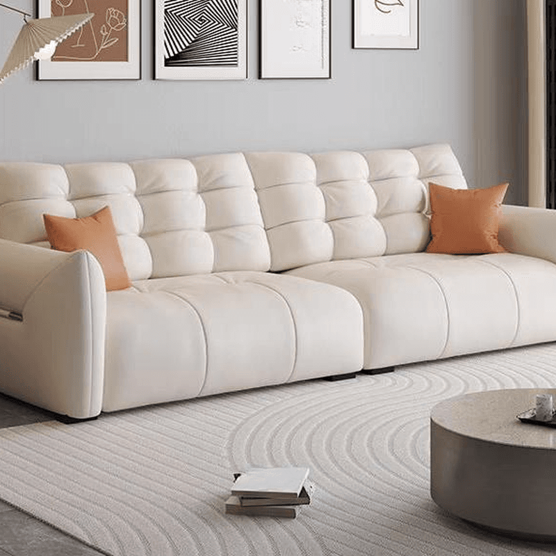 Tear Resistant Standard Sofa with Pu/Flannel Upholstery in Black/White/Light Green thumbnail 9