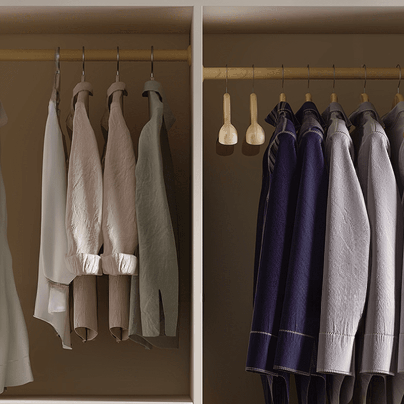 Chalk Simple Lumber Wardrobe Closet with Soft Close Drawer, Soft Close Door, Interior Shelves, and Clothing Rod thumbnail 5