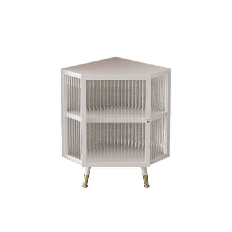 Gold Corner Accent Cabinet with Glass Doors and Metal Shelving thumbnail 3