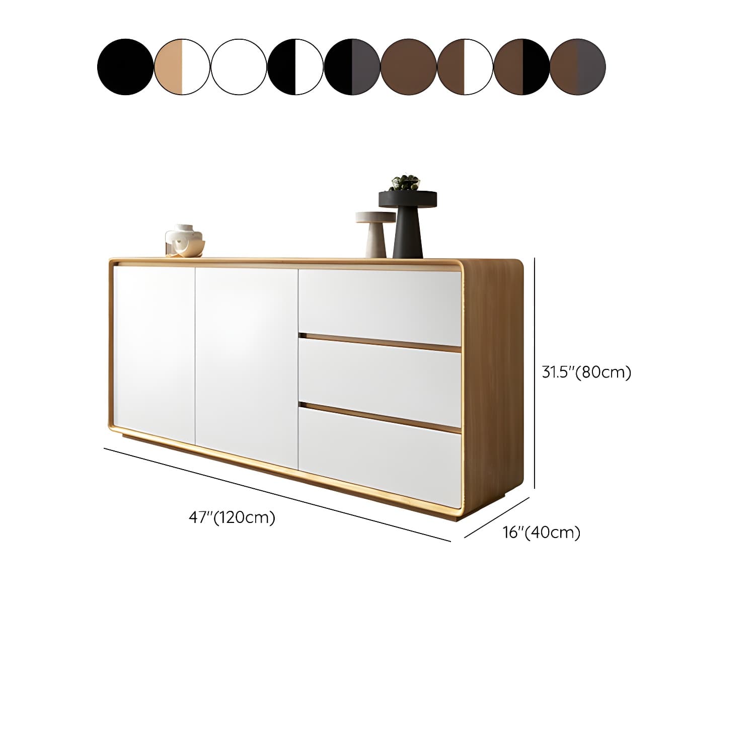 Wood Buffet Table Contemporary Style Side Board with Cabinets and Drawers thumbnail 26