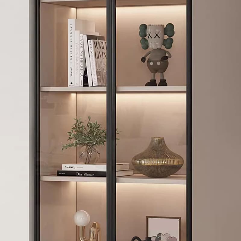 Simple Rectangular Damp-proof Accent Cabinet with Closet, Glazed Door, Chalk/Sand Top, and Soft Close Drawer thumbnail 6