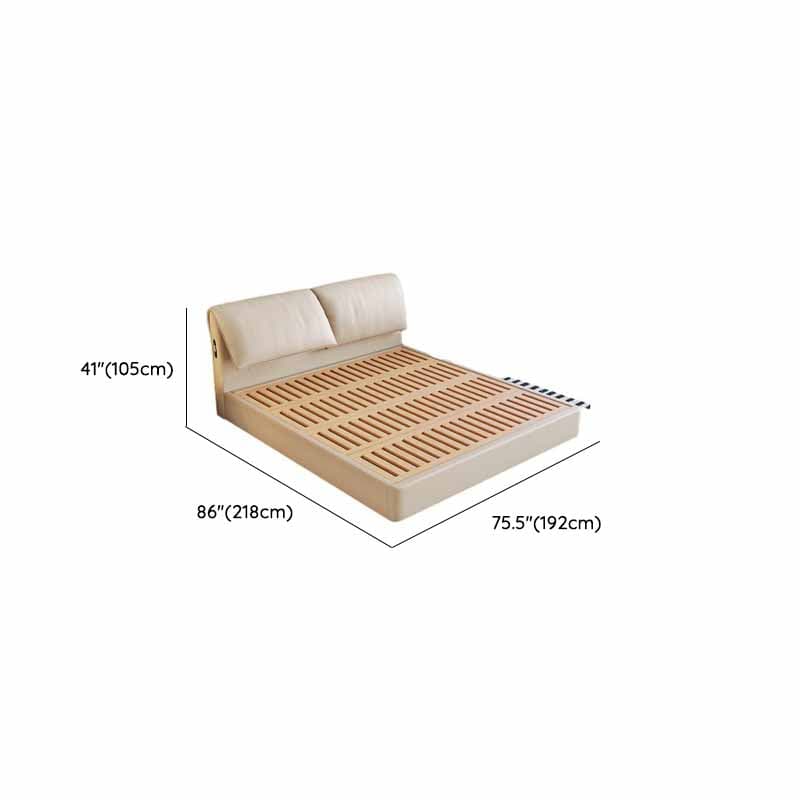 Beige Solid Color Storage Bed with 3 Storage Boxes, Sponge Upholstery, and Illumination Light thumbnail 19