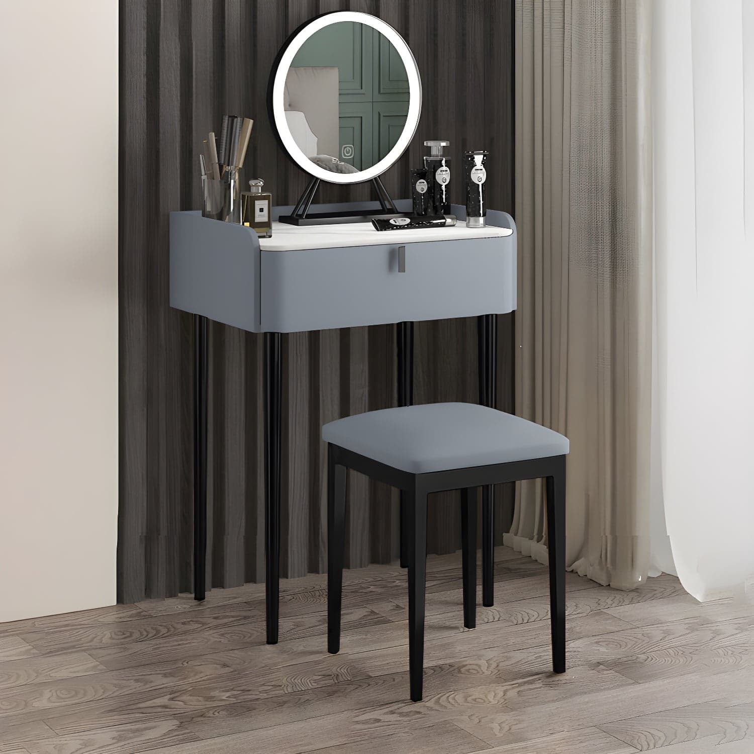 15" Wide Contemporary Make-up Vanity Mirror Dressing Table with Drawer thumbnail 1
