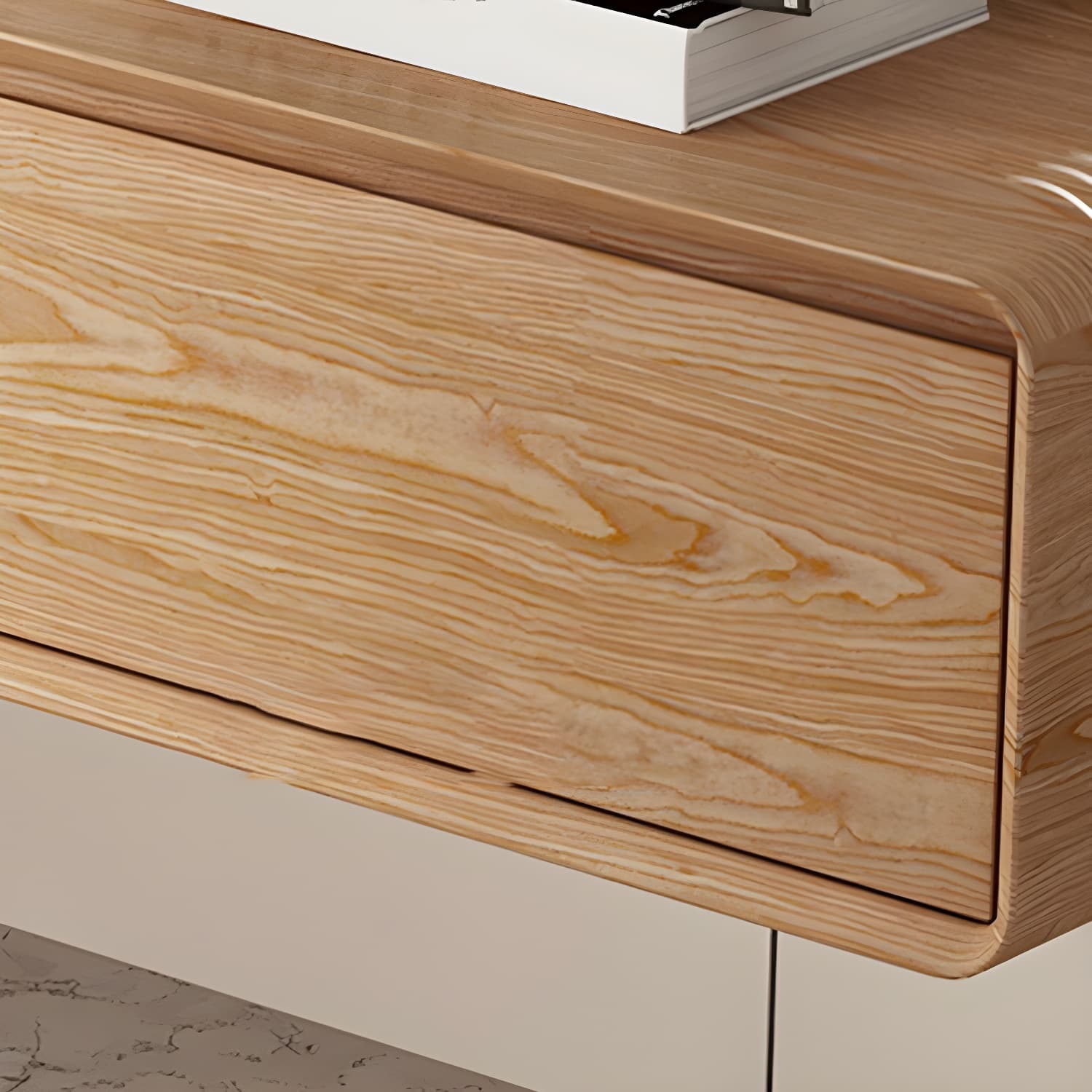 Contemporary Wood Media Console TV Stand in Natural with Drawers thumbnail 7