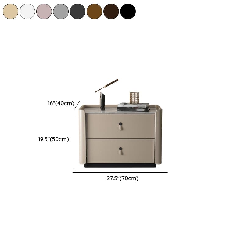 Modish 2 Tiers Drawer Storage Bedside Table with Stone Countertop thumbnail 19