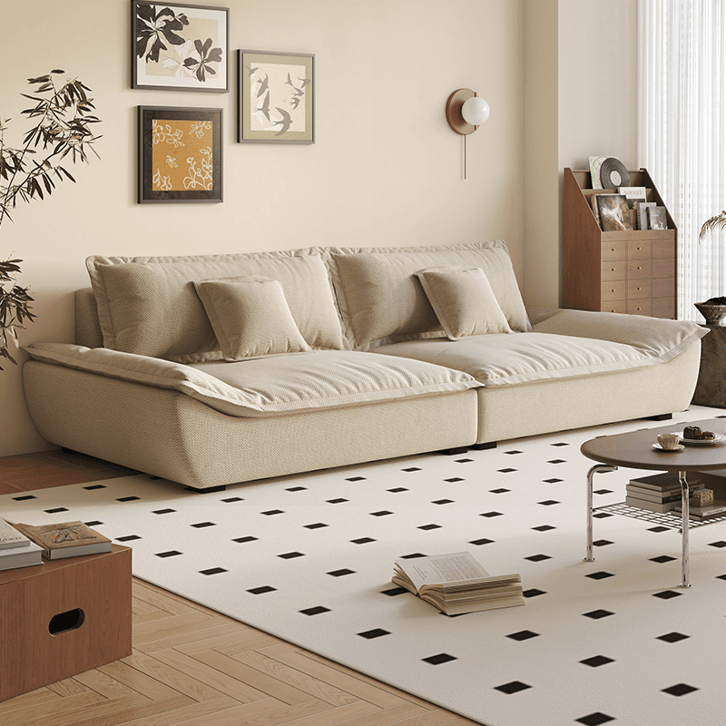Modish Solid Color Stain Resistant Standard Sofa/Loveseat for 3-seater/4-seater/5 Person with 2 Pillows thumbnail 1