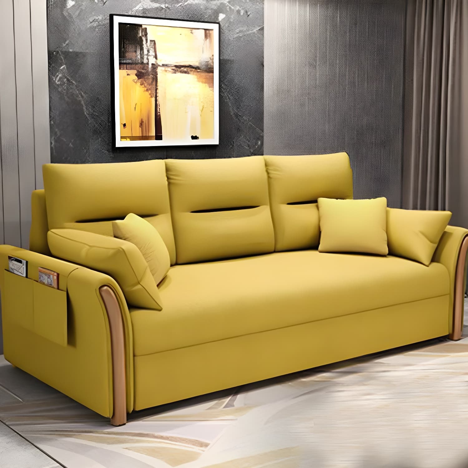Fabric Sofa Bed Settee Furniture Flared Arm Latex Filled Sofa thumbnail 6