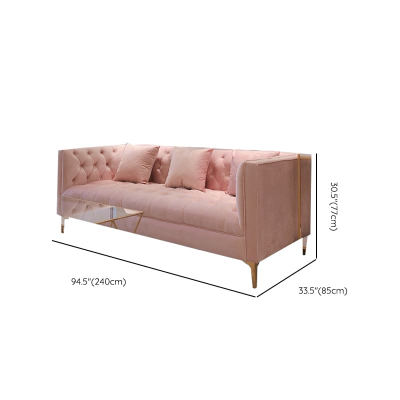 Button-tufted Straight/L-Shape Horizontal/Left Hand Facing Sofa Chaise/Sofa Couch in Rose with Tufted Back thumbnail 10