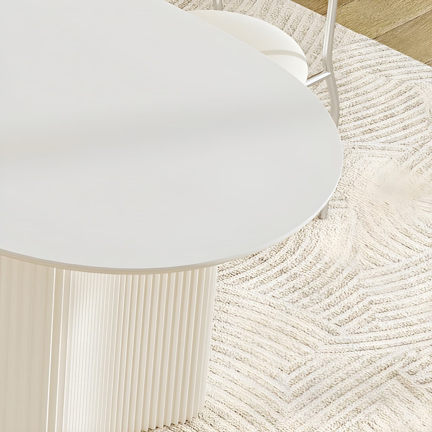 White Modern Stone Top Kitchen Dining Table with Metal Base for Home thumbnail 7