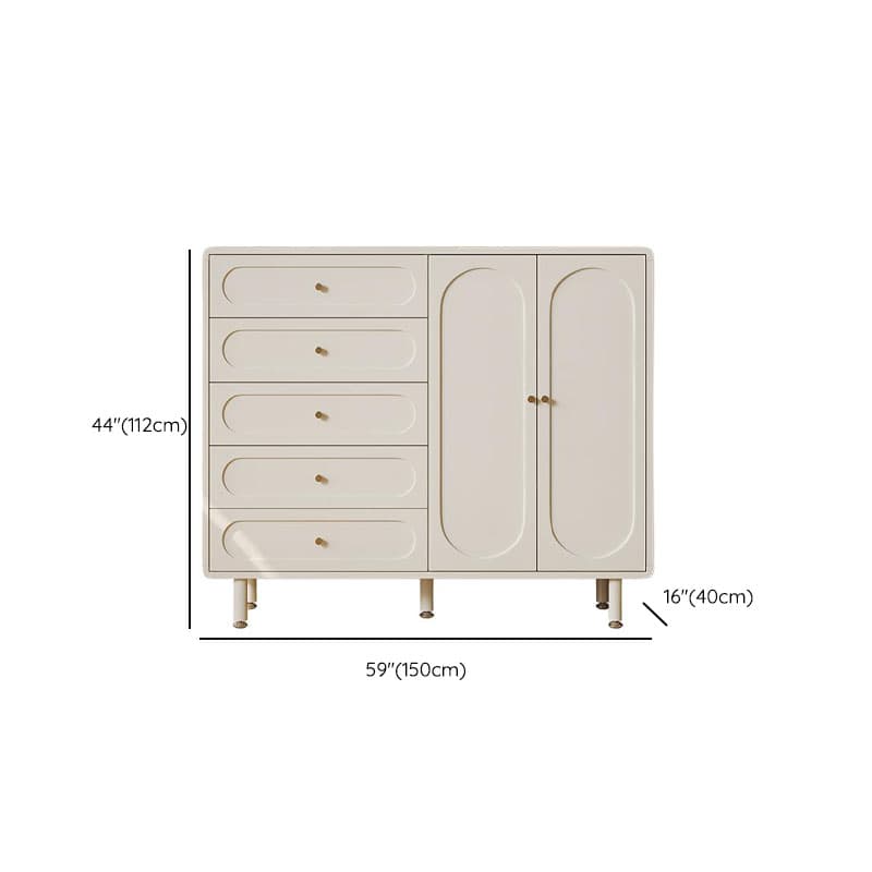 Chalk Casual Composite Wood Combo Dresser with 5/4 Drawers, Hutch, 3 Interior Shelves, Horizontal Orientation thumbnail 12