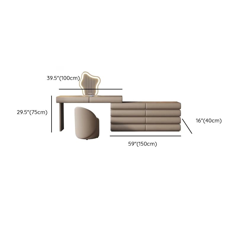 Multi-Purpose Tan Vanity Set with 10 Drawers, Lighting, Scalable, Adjustable Touch, and Adjustable Brightness thumbnail 13