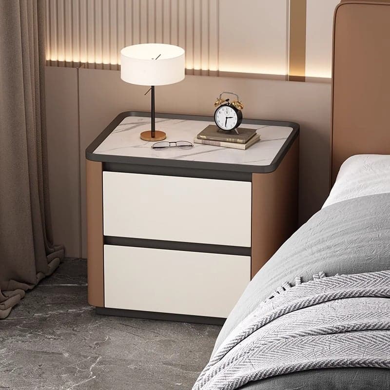 Stylish Bedside Cabinet Nightstand with 2 Drawers and Sintered Stone Countertop thumbnail 9
