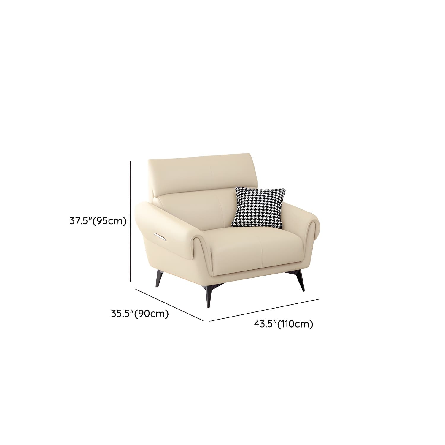 Faux Leather Flared Arm Sofa in Beige of 37.4" H with Cushions thumbnail 12