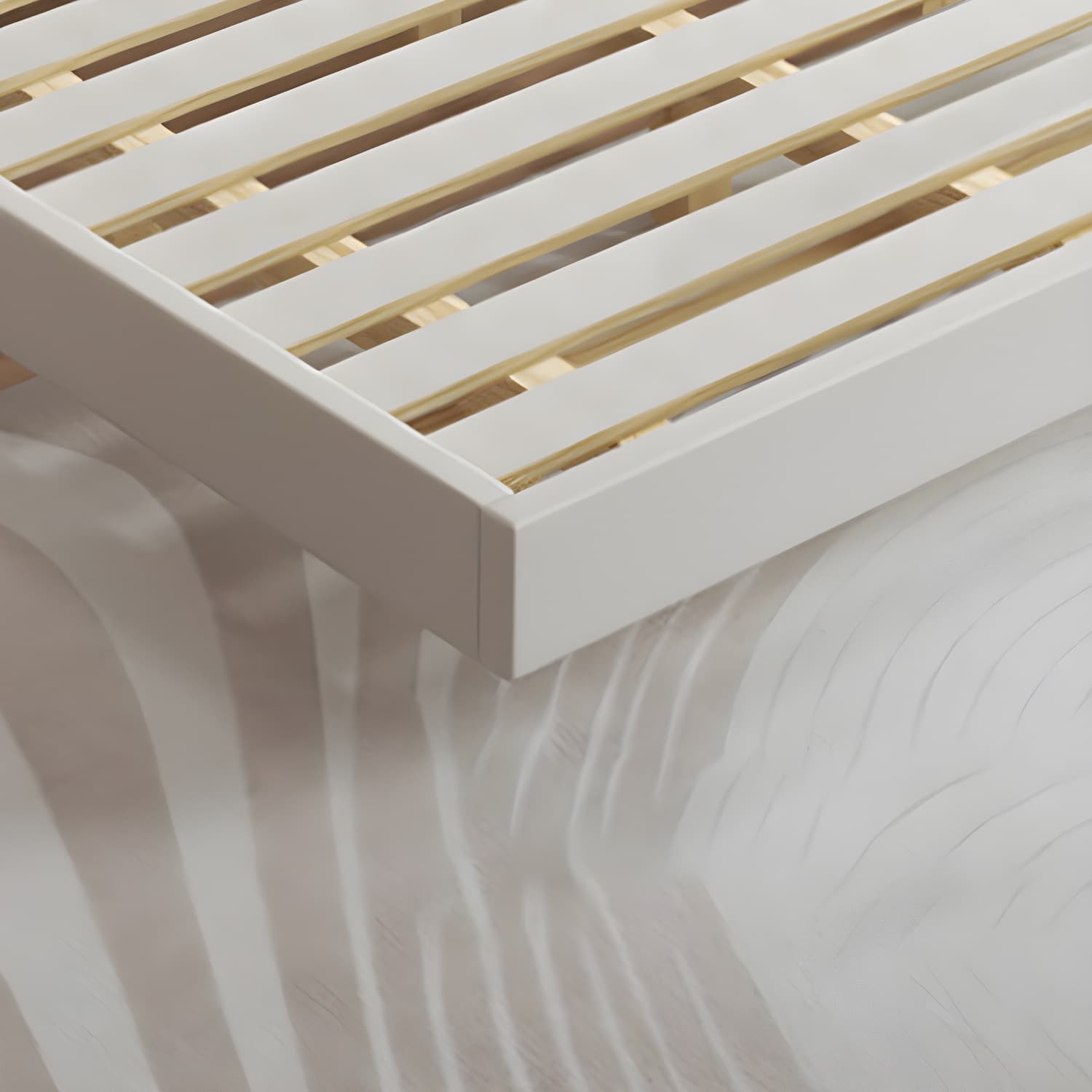 Contemporary Style White Standard Bed Pine Wood Platform Bed Frame thumbnail 8