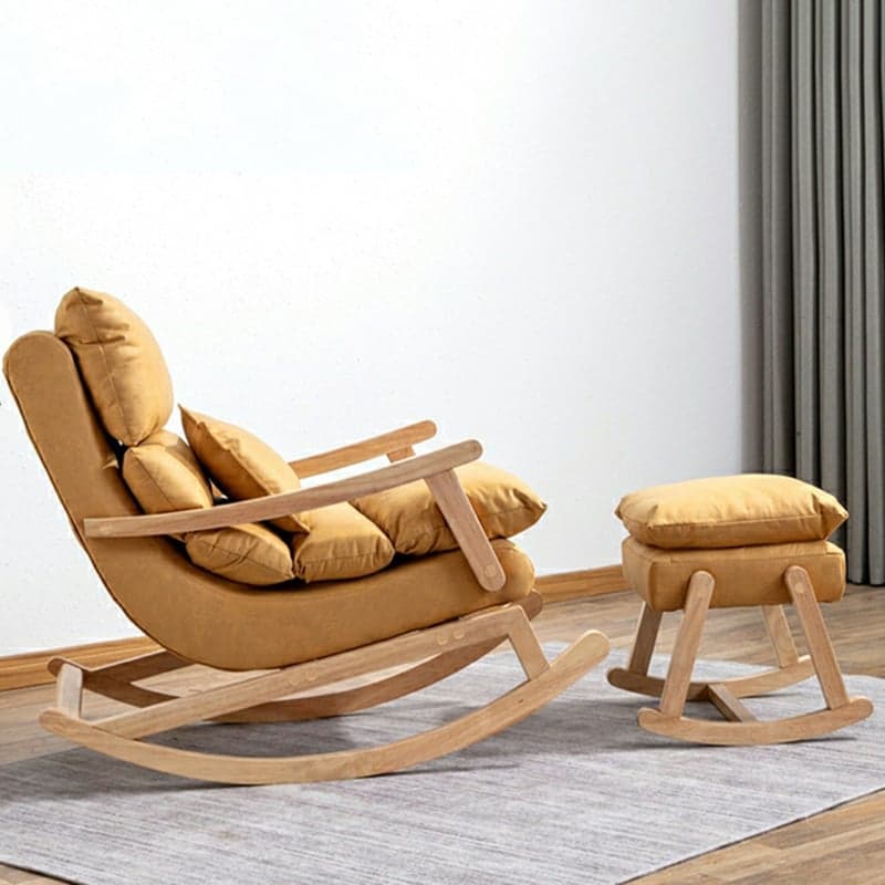Modern Upholstered Rocking Chair with Track Arms and Ottoman for Stylish Interior Design thumbnail 9