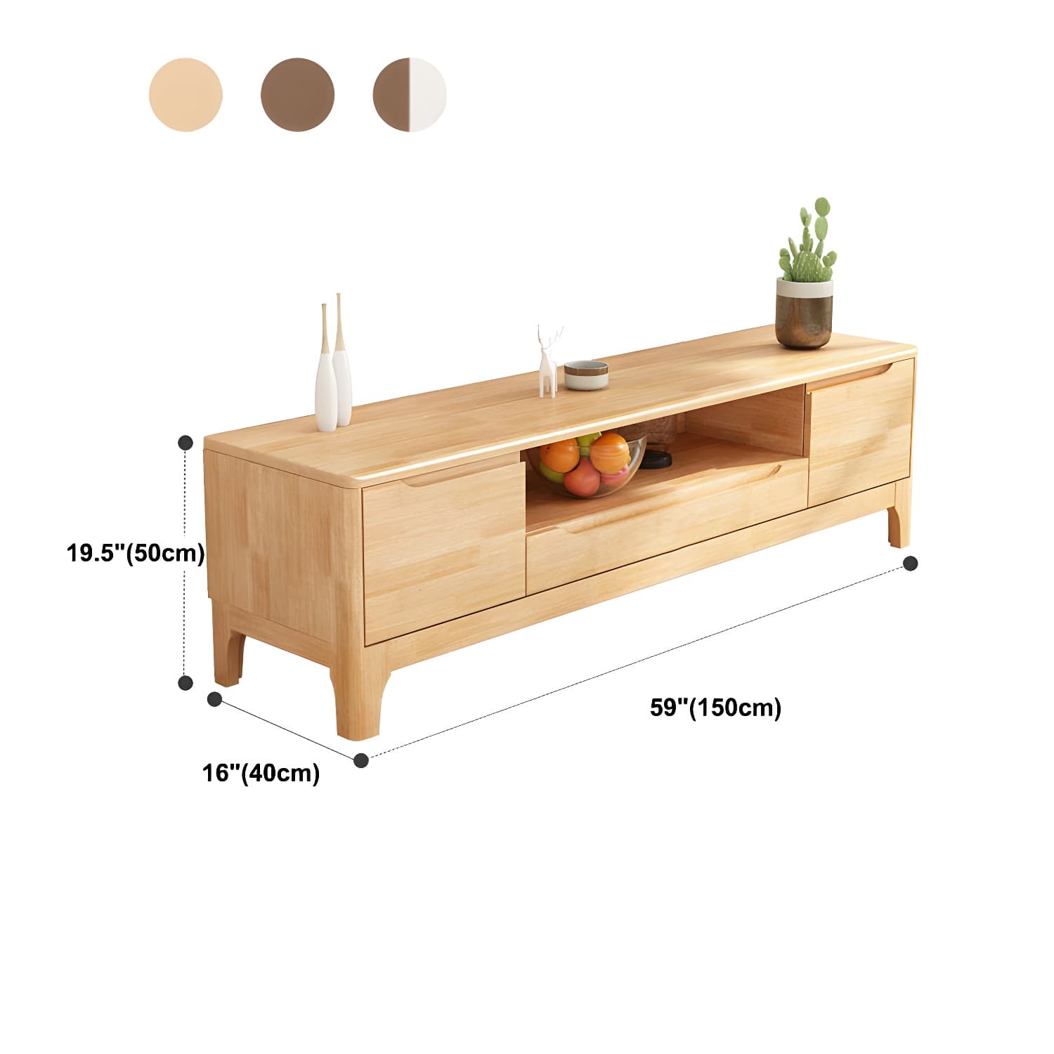 Scandinavian Open Shelf TV Console 2-Cabinet TV Stand with Soft Close Drawers thumbnail 12