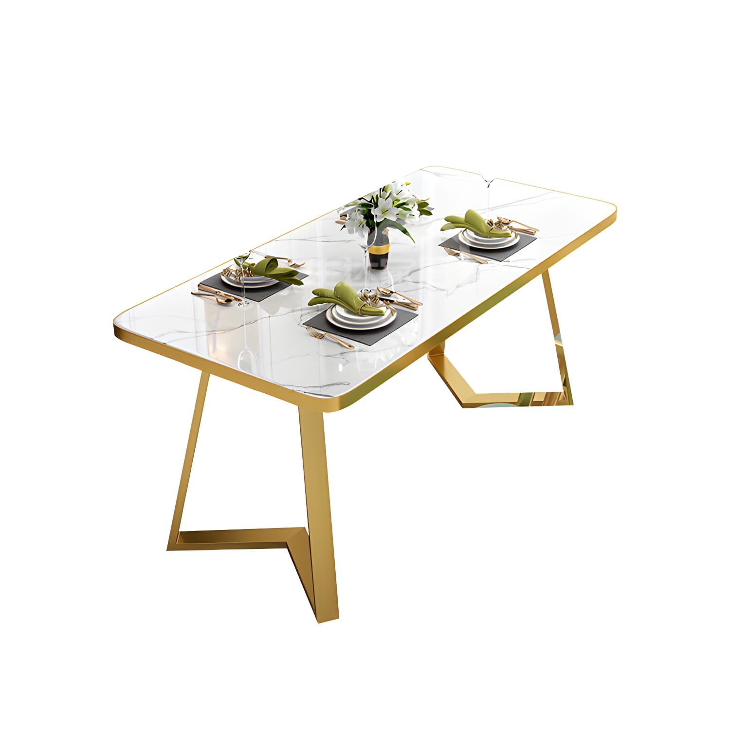 Nordic Traditional Height Sintered Stone Dining Table Rectangle Dining Room Set For Home thumbnail 13