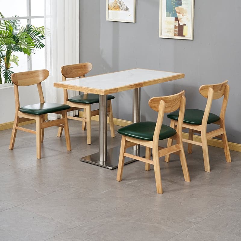 Dining Table Set with Slate Stone Top and Trestle Base, Seating Capacity for 4 People thumbnail 1