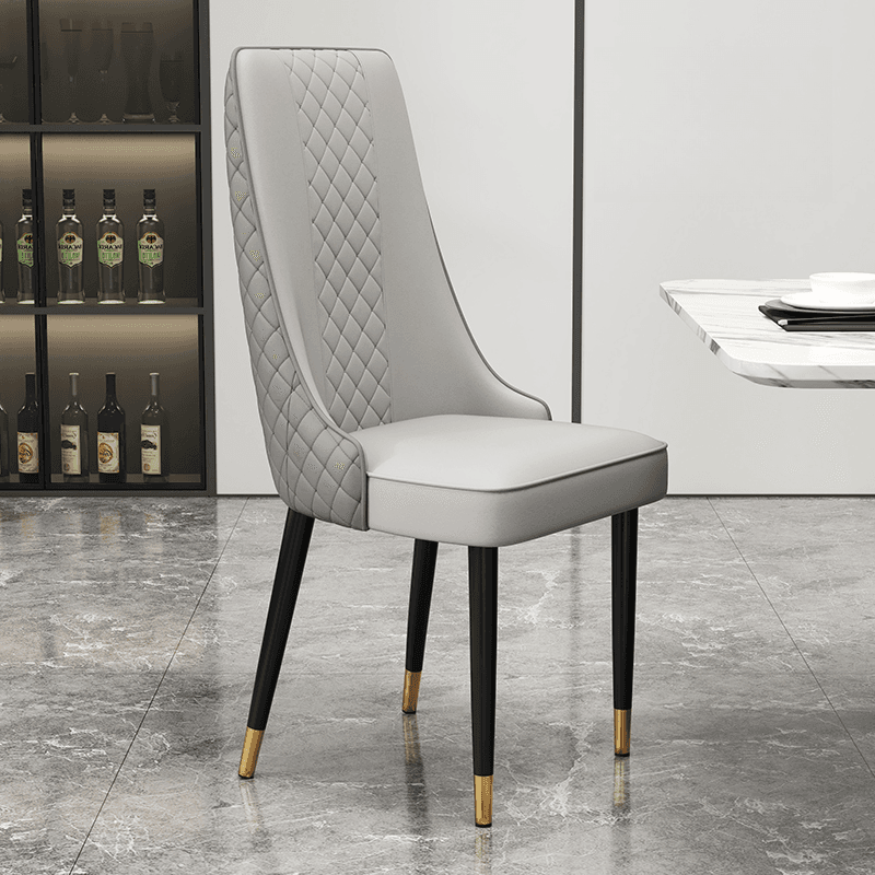 Contemporary Restaurant Armless Chair with Solid Back Panel, Upholstered Metal Legs thumbnail 3
