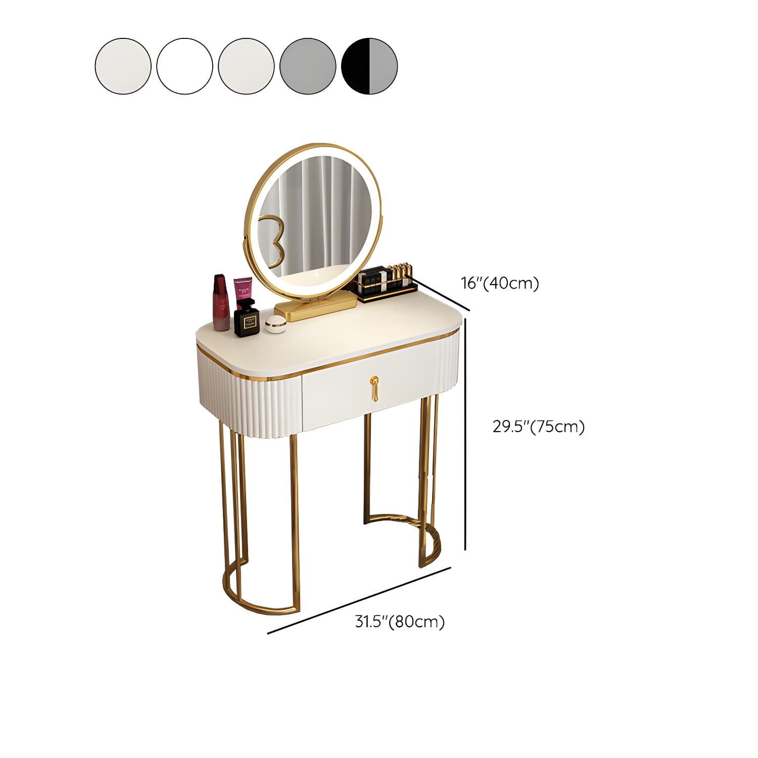 Glam 29.52" Height Makeup Vanity Set with Drawer and Mirror Vanity thumbnail 24