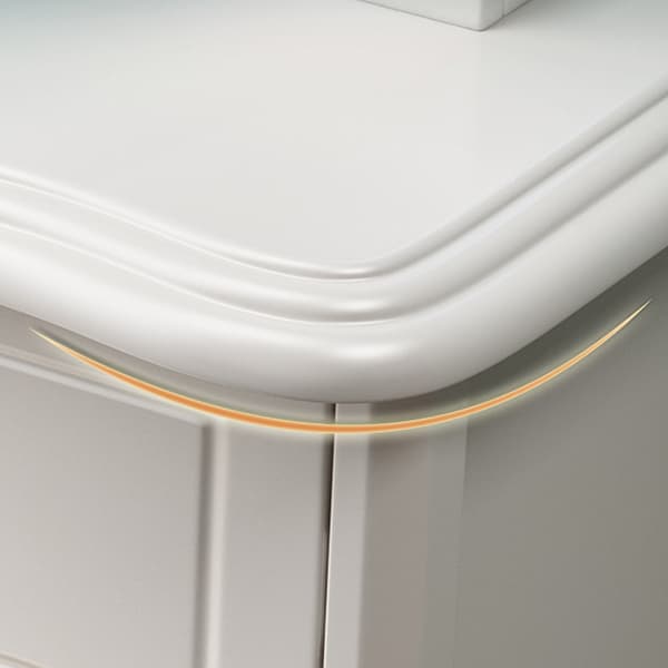Modern White Wood Makeup Vanity with Seating & Standing Mirror thumbnail 3