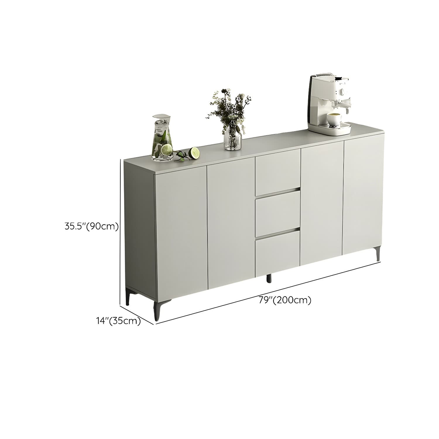 Contemporary Living Room Stone Top Sideboard with Doors and Drawers thumbnail 21