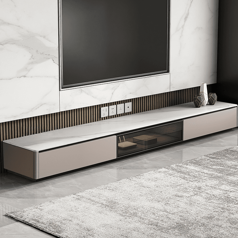 Art Deco Sintered Stone TV Stand for Sitting Room with Multiple Drawers, Storage Cabinet, Cable Management, and Door thumbnail 1