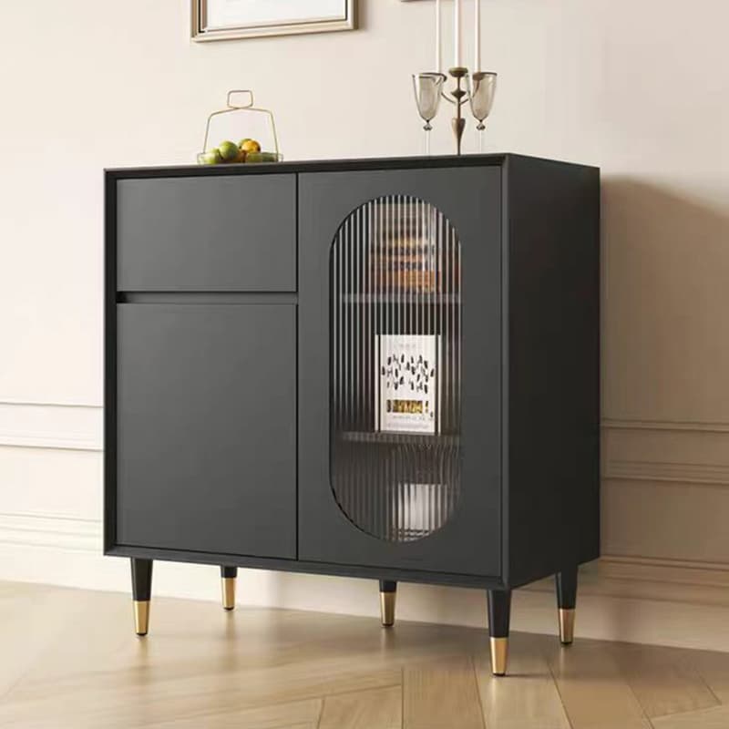 Wood Glam Sideboard Credenza with Glass Doors and Drawers, 40cm Overall Width, 85cm Overall Height thumbnail 6