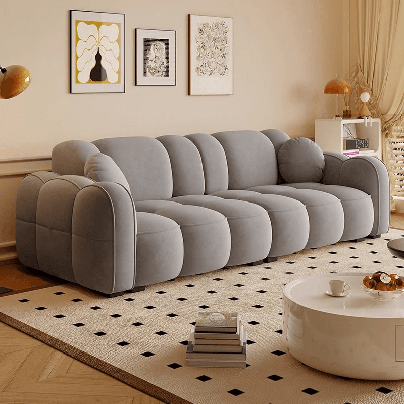 Trendy Solid Color Stain Resistant Standard Sofa in Dark Gray/Light Brown/Amber Color with Arm, 4-seater/Seats 3, and 2 Pillows thumbnail 6