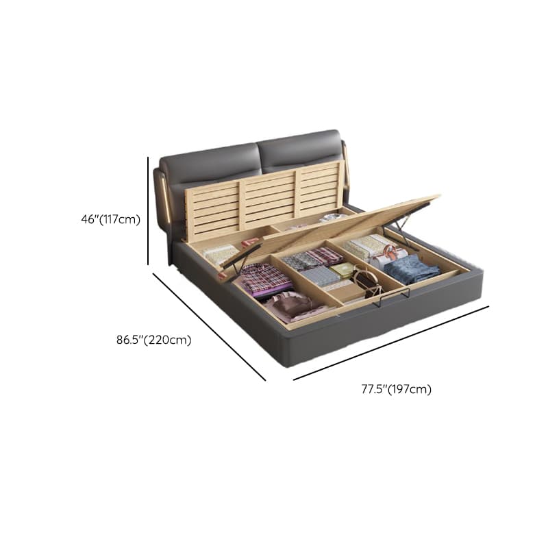 Light Gray Solid Color Storage Bed/Platform Bed with Timber Frame and Illumination Light for Living Room thumbnail 14
