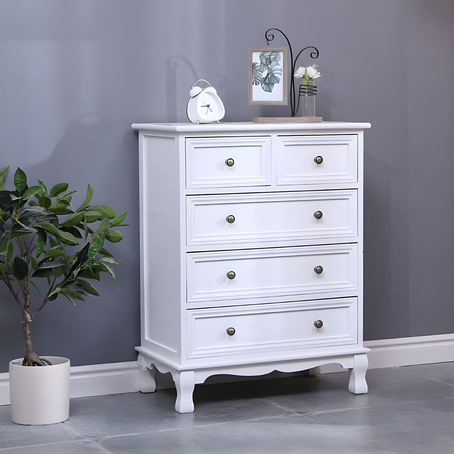 Vintage Solid Wood Dresser 14" W Vertical Storage Chest with Drawers thumbnail 6