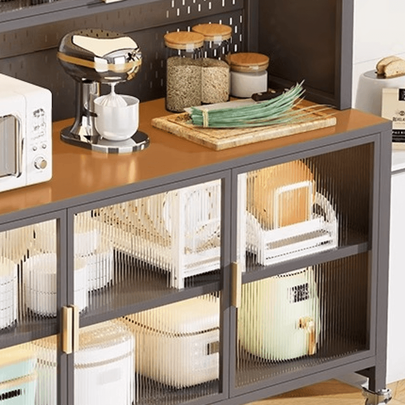 Narrow Steel Countertop Sideboard with Wheels, Cupboard, Changeable Shelf, and 3/4 Doors thumbnail 5