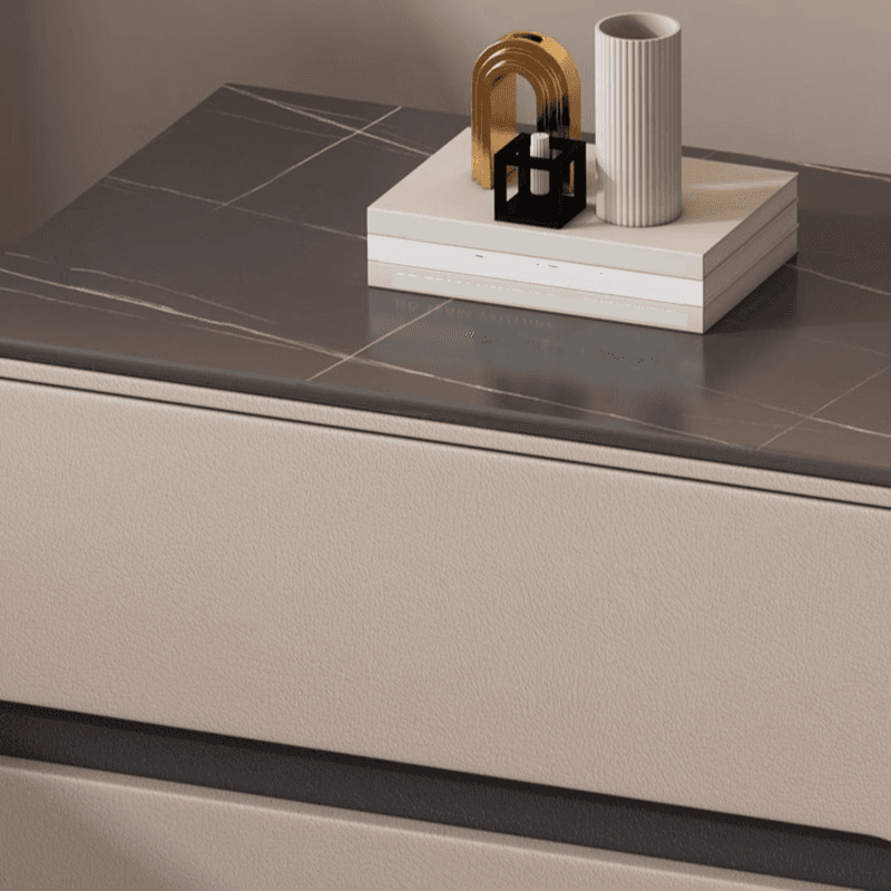 Minimalist Bedside Cabinet Nightstand with 2 Drawers and Stone Countertop thumbnail 11