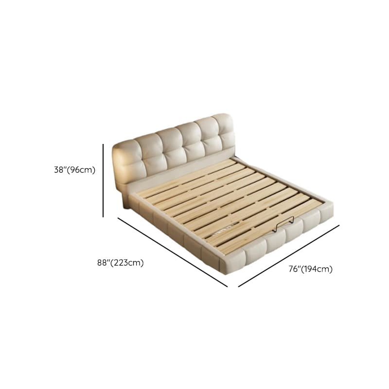 Beige Solid Color Storage Bed with 3 Storage Boxes, Pine Wood Frame, and Button-tufted Design for Living Room thumbnail 8