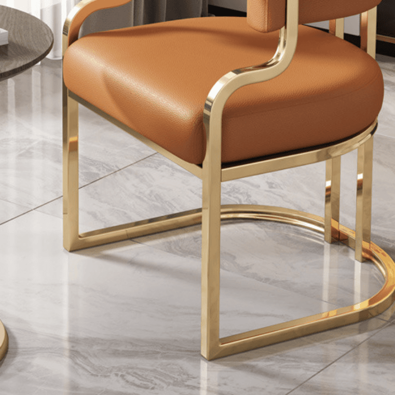 Minimalist Arm Chair with Cushioned Seat, Arms, Metallic Metal Legs, and Low Back thumbnail 14