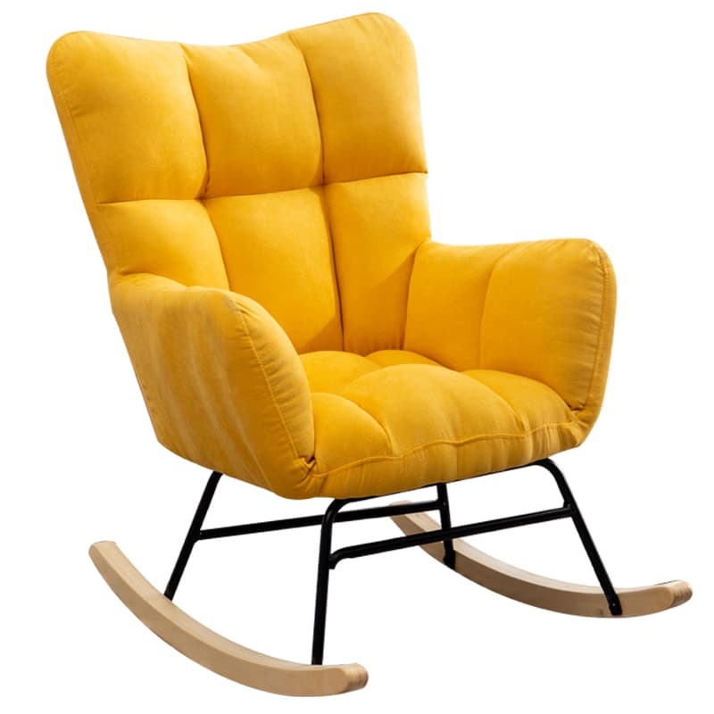 Simplistic Scratch-immune Padded Recessed Arm Ottoman Upholstered 2 Piece Set Bedroom Rocking Chair thumbnail 11