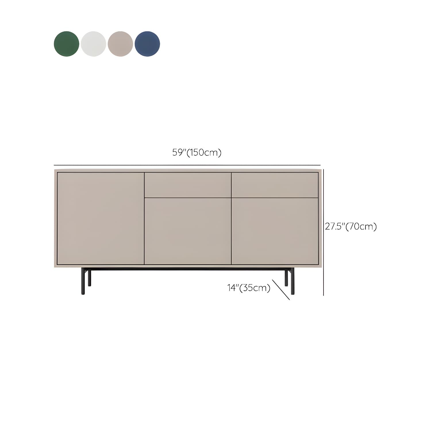 Wooden Rectangle Sideboard Modern Home Sideboard Cabinet with Drawers and Door - image 16