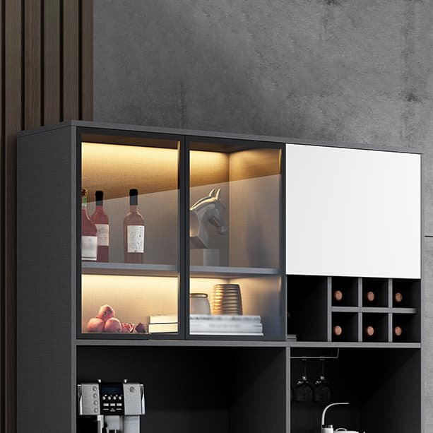 Wood Living Room Sideboard Cabinet Modern Credenza with Storage and Glass Door thumbnail 8
