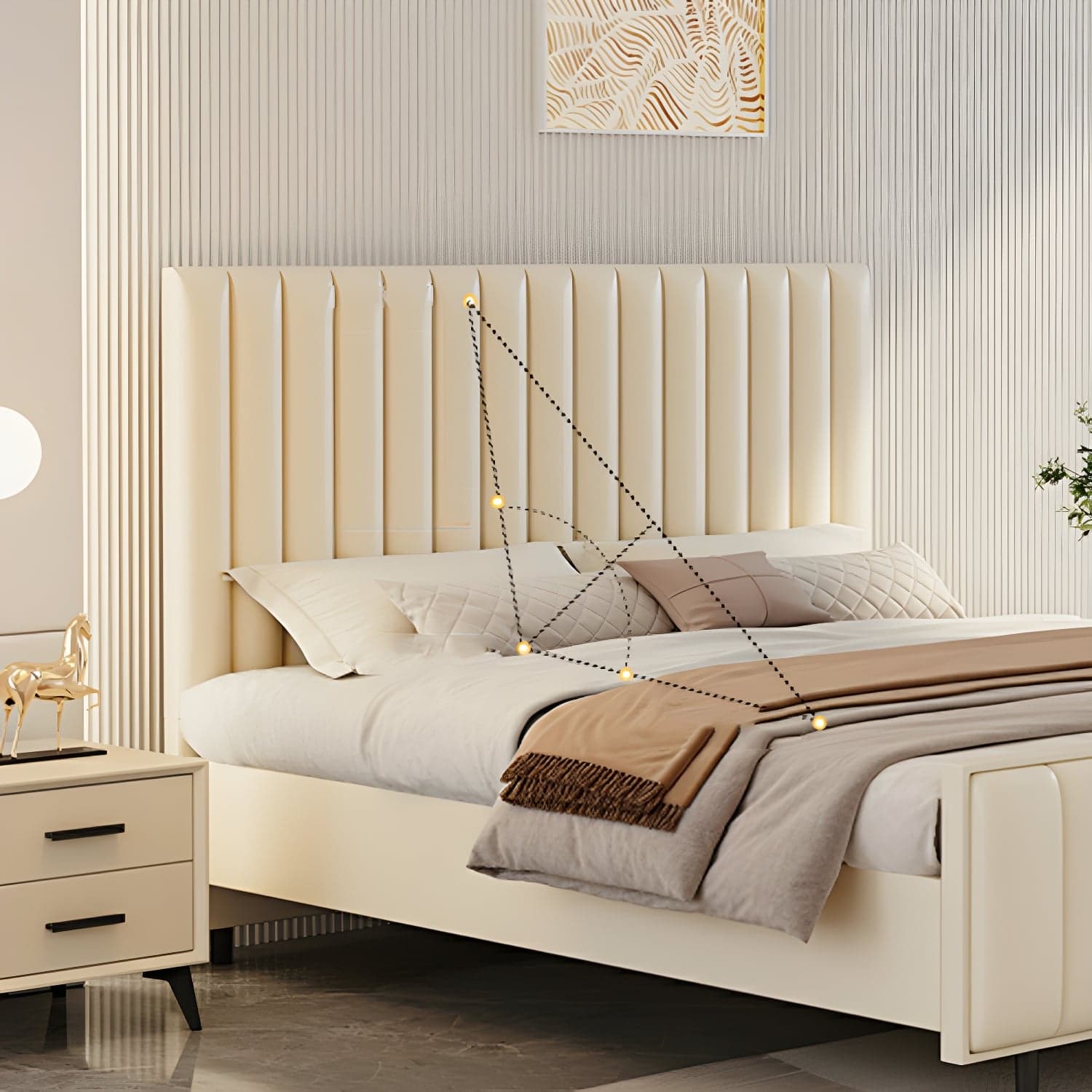 Pine Solid Wood Bed Headboard Freestanding Modern Leather Panel thumbnail 15
