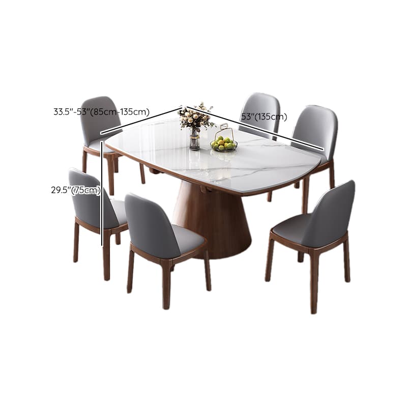 Dining Table Set with Extension Feature and Slate Stone Top, Seats 6/4 People, Variable-sized thumbnail 11