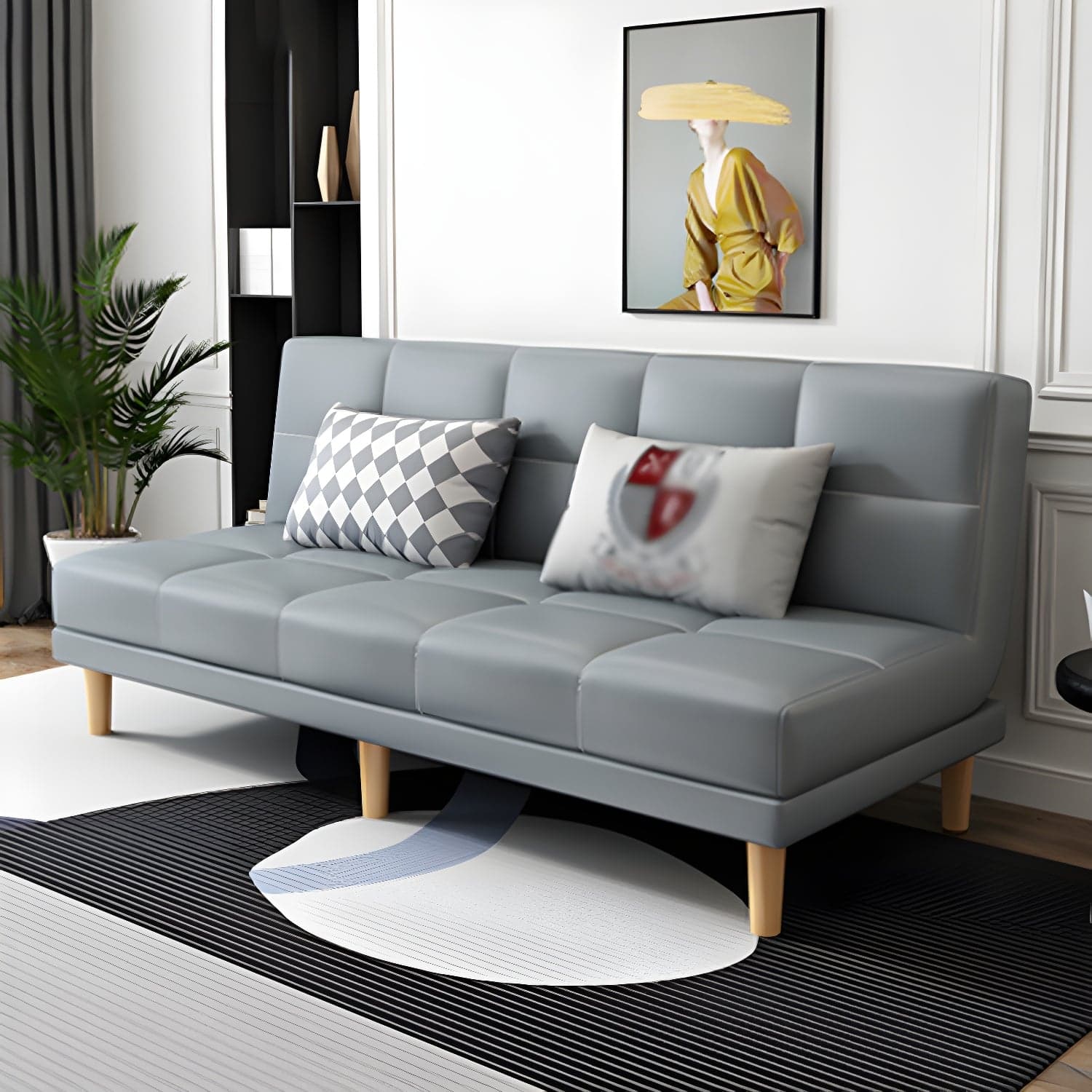 Modern Armless Settee 27.55" W Convertible Sleeper Sofa for Living Room thumbnail 6