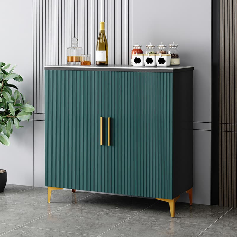 Wood Sideboard/Credenza 35 Inches Wide Glam Style, No Drawers, 2-Door Cabinet
