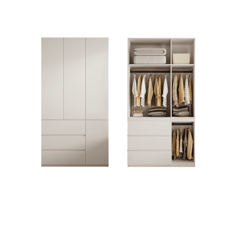 White Modish Manufactured Wood Armoire Cabinet with Soft Close Drawer, Soft Close Door, Interior Shelves, and Clothing Rod thumbnail 3