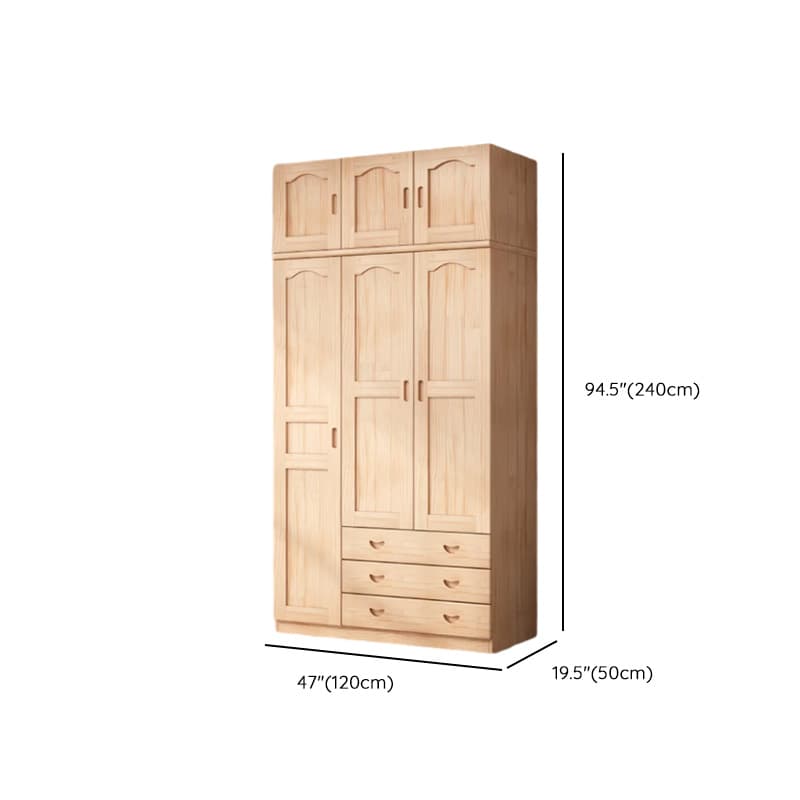Modish Natural Color Reclaimed Wood Wardrobe Armoire with Soft Close Drawer, Soft Close Door thumbnail 17