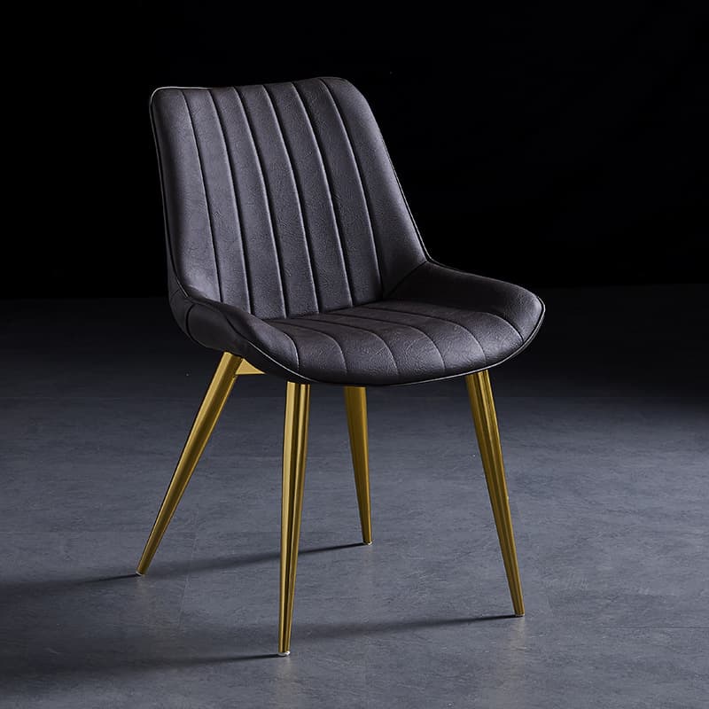 Outlined Faux Leather Upholstered Reliable Side Chair with Metal 4 Legs for Restaurant thumbnail 19