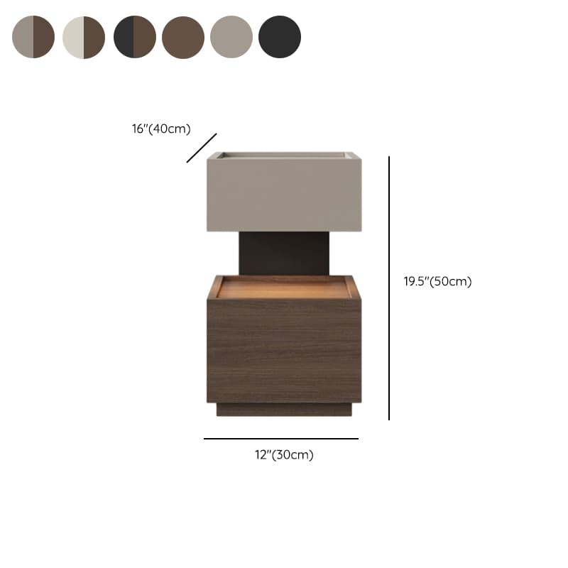 Organic Modern 2 Tiers Nightstand With Drawer Organization, 2 Shelves, Real Wood Countertop, and Illuminating Feature thumbnail 13