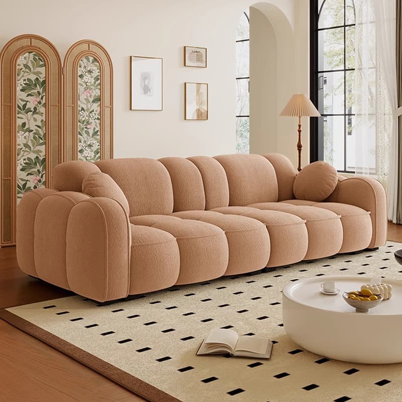 Trendy Solid Color Stain Resistant Standard Sofa in Dark Gray/Light Brown/Amber Color with Arm, 4-seater/Seats 3, and 2 Pillows thumbnail 7
