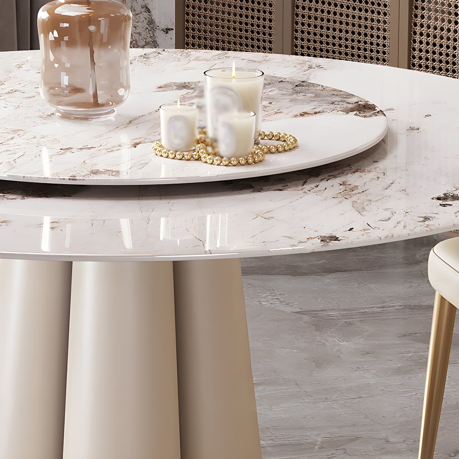 Glam 1/3/4/5/7 Pieces Dining Sets Round Dining Room Table Set thumbnail 7