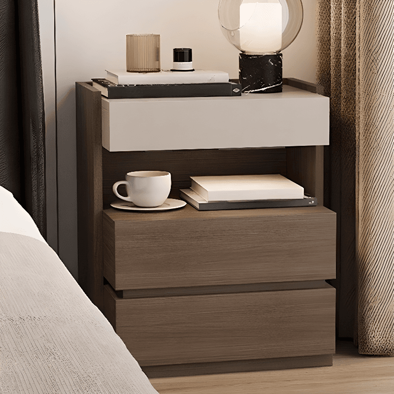 Organic Modern Nightstand With Drawer Organization Featuring 2 Shelves and Particle Board Wood Countertop thumbnail 5